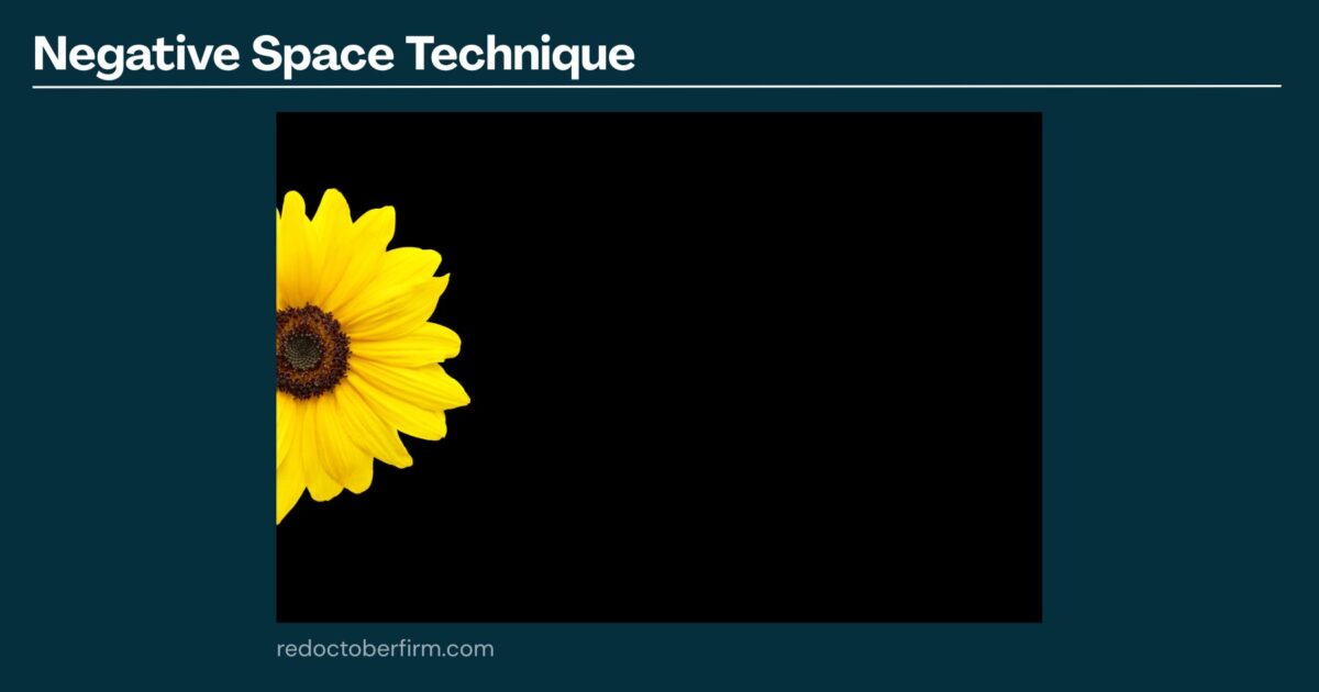 22 Basic Photography Techniques You Need To Level Up! A Single Yellow Sunflower Is Positioned On The Left Against A Large Black Background, Illustrating The Negative Space Technique.
