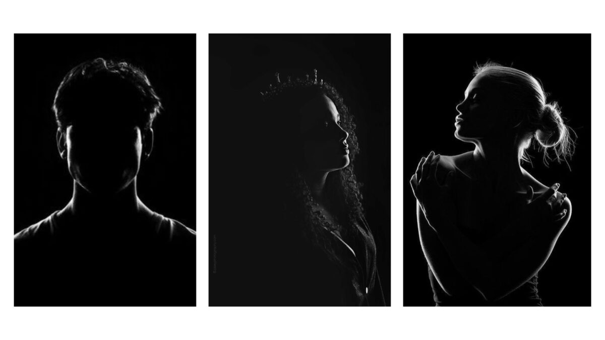 Photography Lighting Tips For Taking Better Photos Four Silhouettes Of A Woman Captured In Black And White, Showcasing Masterful Use Of Photography Lighting.