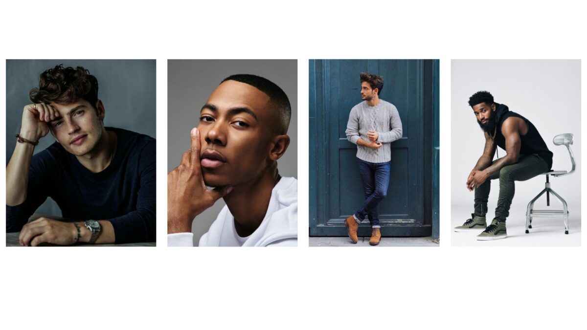 25 Best Poses For Men A Collage Of Men'S Hairstyles Showcasing Various Male Model Poses.