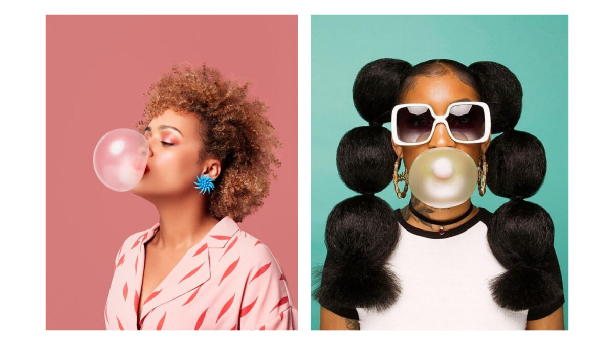 Props To Bring To A Photoshoot That'Ll Make Your Photos Pop A Woman Blowing Bubble Gum While Another Woman Blows Bubble Gum, Showcasing Fun And Playful Props For A Photoshoot.