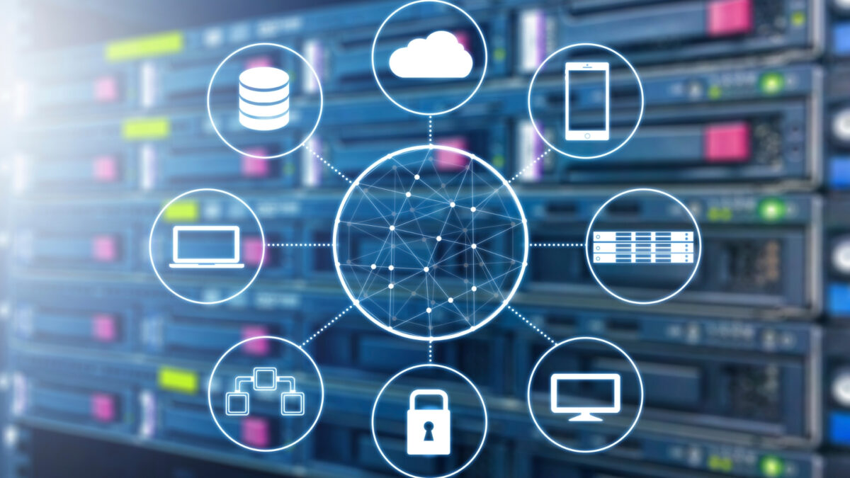 The Best Cloud Storage For Photos A Server With The Best Cloud Storage For Photos And Many Different Devices Around It.