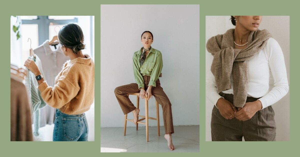 What To Wear To A Photoshoot (The Ultimate Guide) Three Pictures Of A Woman In Stylish Attire And A Chic Scarf, Perfect To Inspire Your Next Photoshoot Outfit.