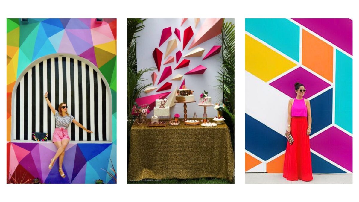 20 Cool Diy Backdrop Ideas For Your Next Photoshoot A Woman Is Standing In Front Of A Vibrant Backdrop Wall, Showcasing Creative Backdrop Ideas For Photography.