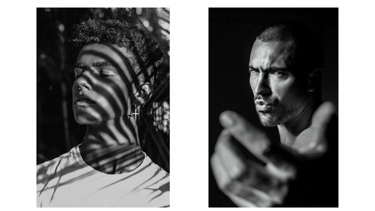 Learn All The Different Types Of Lighting In Photography Two Black And White Photos Showcasing Different Types Of Lighting In Photography Featuring A Man And A Woman.