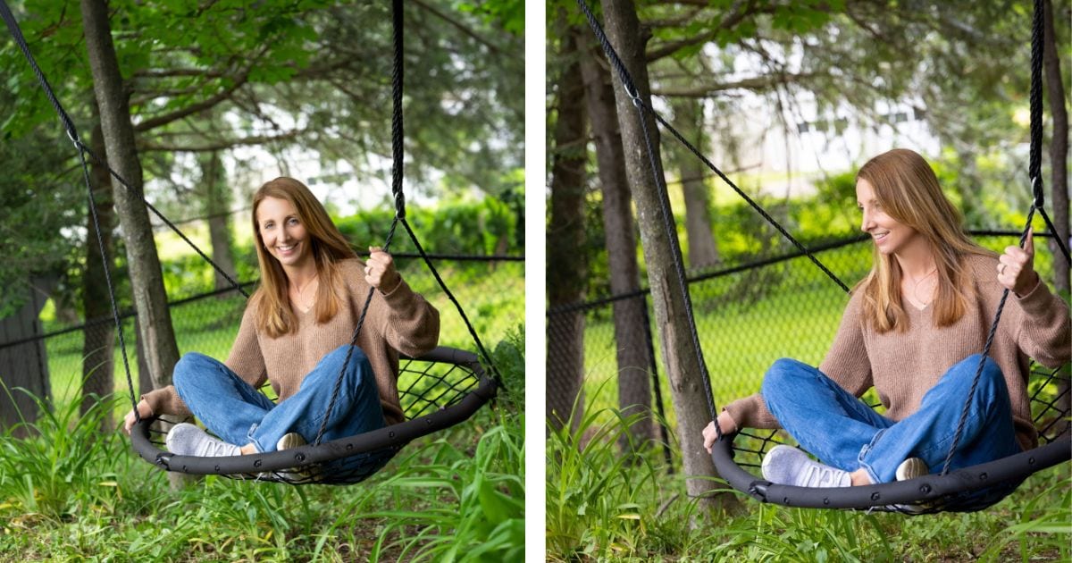 Photography At Home: Tips For Capturing Great Shots Indoors Two Pictures Of A Woman Sitting On A Swing, Captured Through Photography At Home.