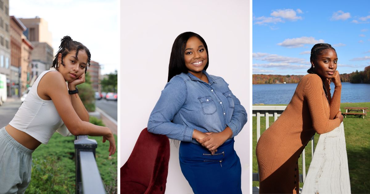 Best Photography Poses For Pictures (From A Pro Photographer) Four Pictures Of Young Black Women In Photography Poses Leaning Against A Fence.
