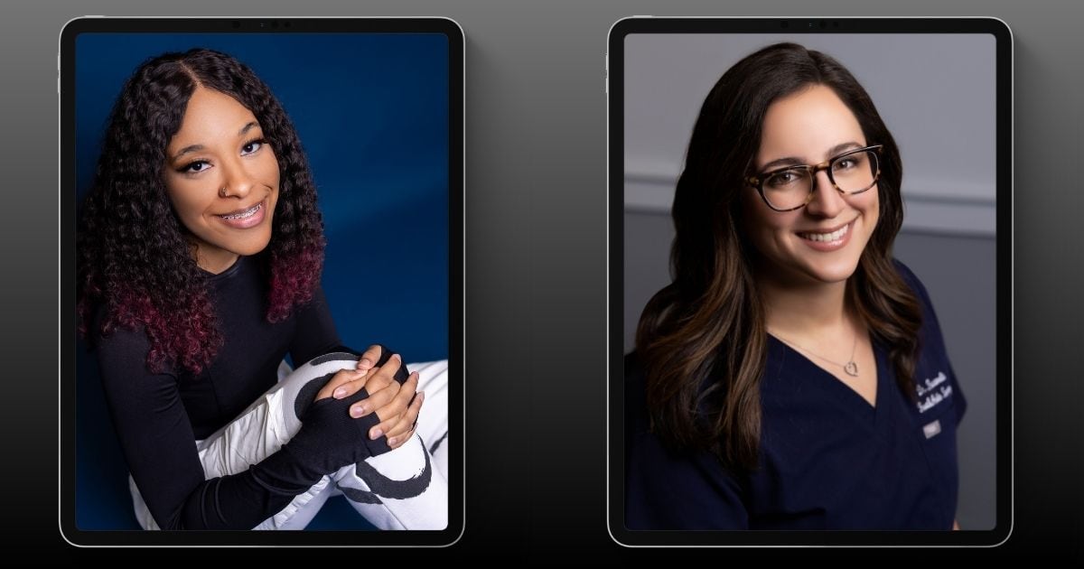 Best Photography Poses For Pictures (From A Pro Photographer) Two Women Smiling In Front Of Two Ipads, Striking Poses For Pictures.