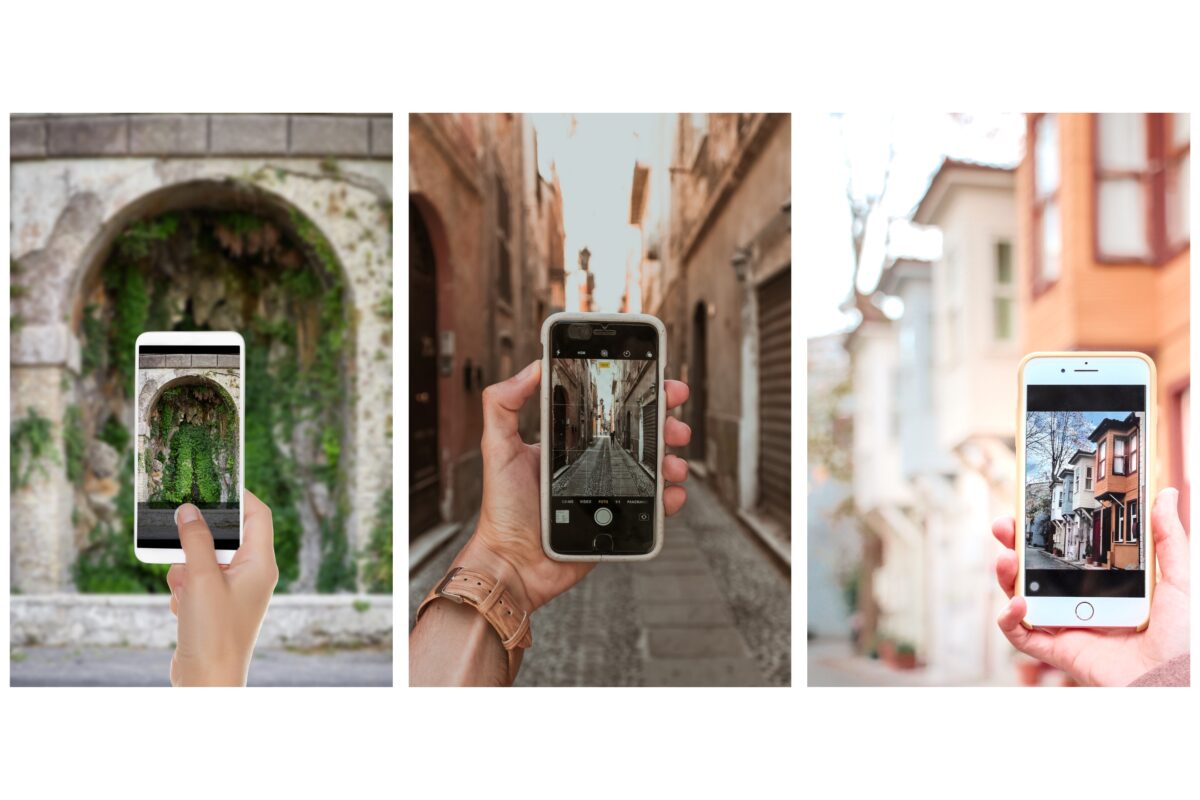 Mobile Photography Tips That'Ll Help You Take Better Photos Discover Mobile Photography Tips With Four Captivating Pictures Of A Person Capturing The Essence Of An Old Building Through Their Cell Phone Lens.