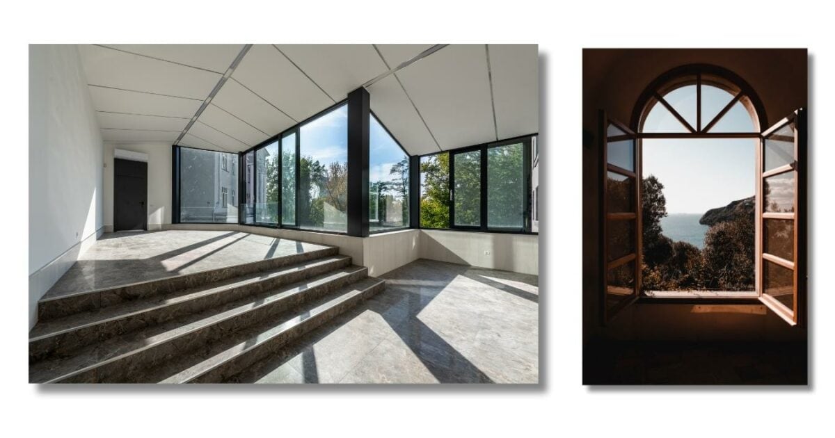 What Are Some Photography Skills You Should Be Good At Two Pictures Showcasing A Room With A Window And Stairs.