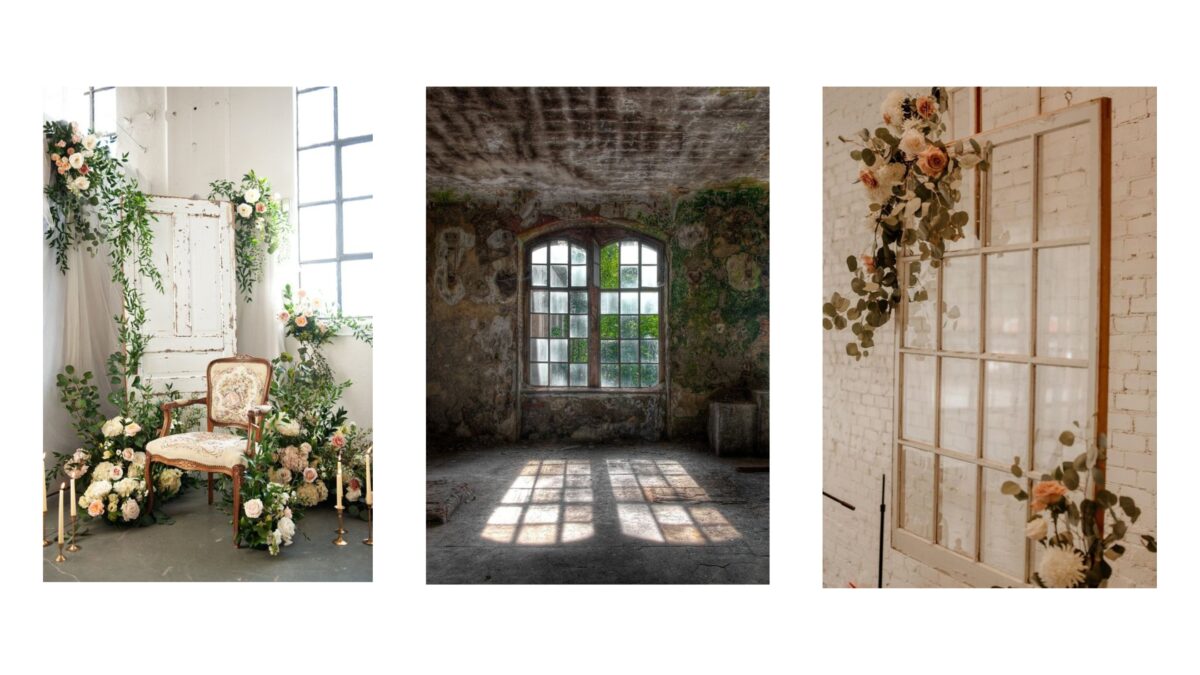 20 Cool Diy Backdrop Ideas For Your Next Photoshoot Four Pictures Showcasing Backdrop Ideas For A Room Decorated With Flowers And Greenery.