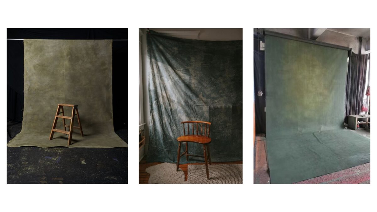 20 Cool Diy Backdrop Ideas For Your Next Photoshoot Four Pictures Showcasing Creative Backdrop Ideas For Photography With A Green Chair And Stool.