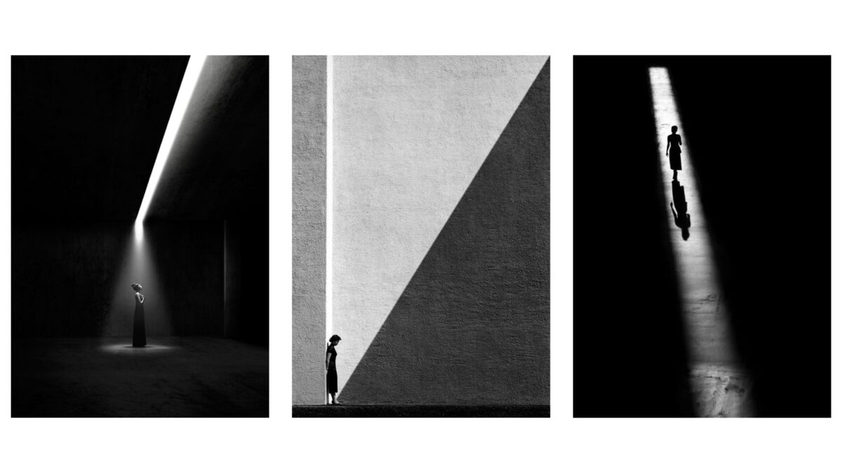 Shadow Photography (Tips And Secrets You Need To Know) Four Shadow Photographs Of A Man Standing In A Dark Room.