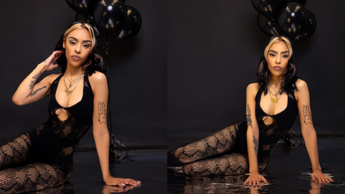 The 3 Best Photography Lighting Kits For Taking Photos Two Captivating Images Of A Woman Elegantly Posing In A Black Bodysuit, Brilliantly Illuminated By A Professional Photography Lighting Kit.