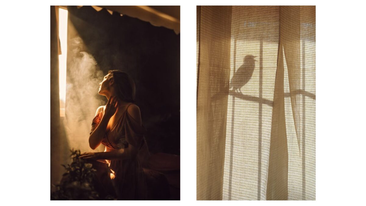 Shadow Photography (Tips And Secrets You Need To Know) Two Pictures Of A Woman Sitting In Front Of A Window, Captured In Captivating Shadow Photography.