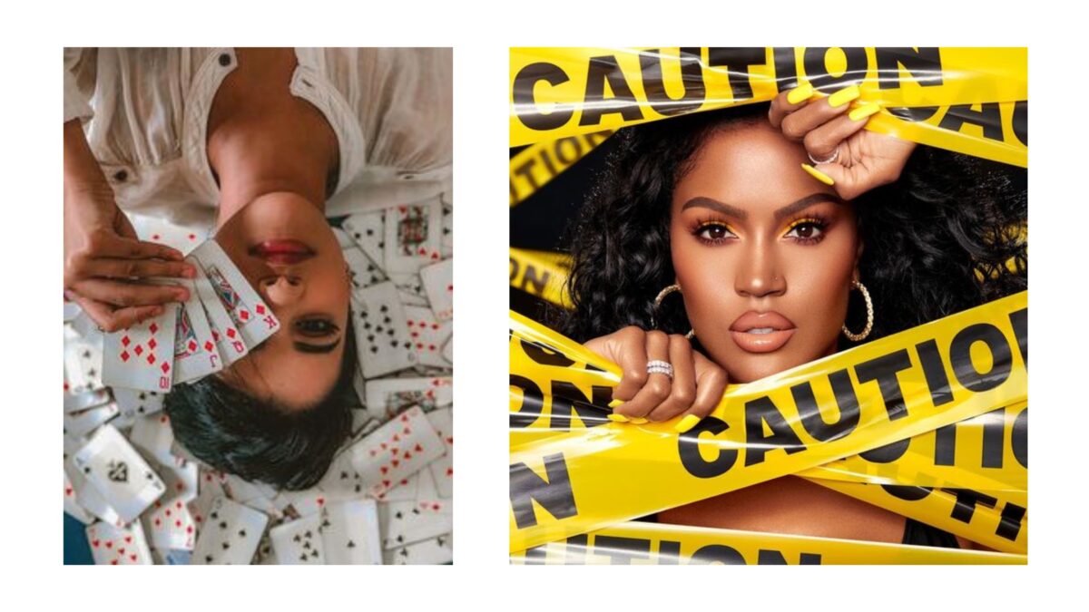 20 Cool Diy Backdrop Ideas For Your Next Photoshoot Two Intriguing Pictures Capturing A Woman With Caution Tape On Her Face, Against Creative Backdrop Ideas In Backdrop Photography.