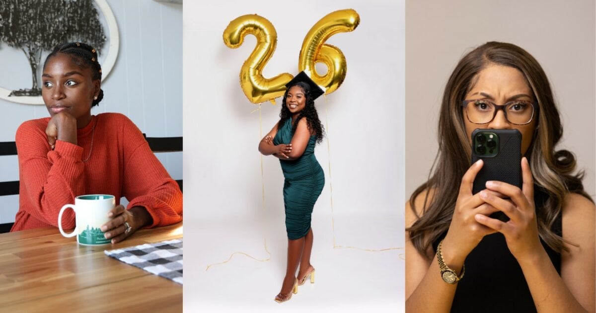 Best Photography Poses For Pictures (From A Pro Photographer) Three Pictures Of A Woman In Various Photography Poses With A Cup Of Coffee And A Balloon.