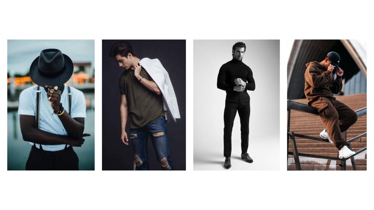 25 Best Poses For Men A Captivating Collage Showcasing Male Models Striking Various Poses In Different Outfits.