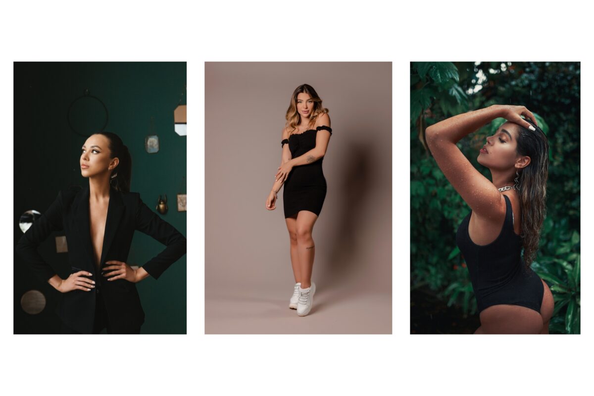 What To Say To Clients During A Photo Session: With Prompts Four Different Pictures Of A Woman Striking Unique Poses For A Captivating Photoshoot.